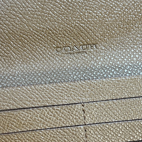 Coach Pebbled Leather Checkbook Credit Card Wallet Tri-fold Envelope Brown - Picture 7 of 13